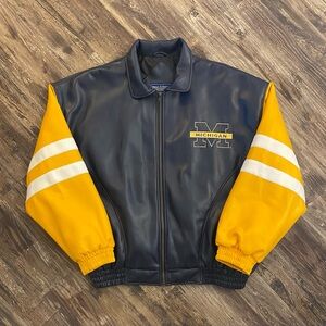 Vintage 2000s Michigan Wolverines Faux Leather Jacket 
Men’s Size XL